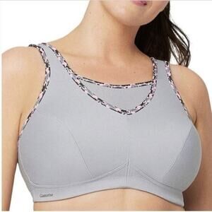 Glamorise No Bounce Sports Bra Gray Pink Camo Size 48D